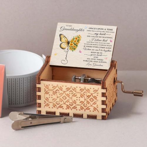 Personalized Granddaughter Music Box with Birth Flower & Heartfelt Message