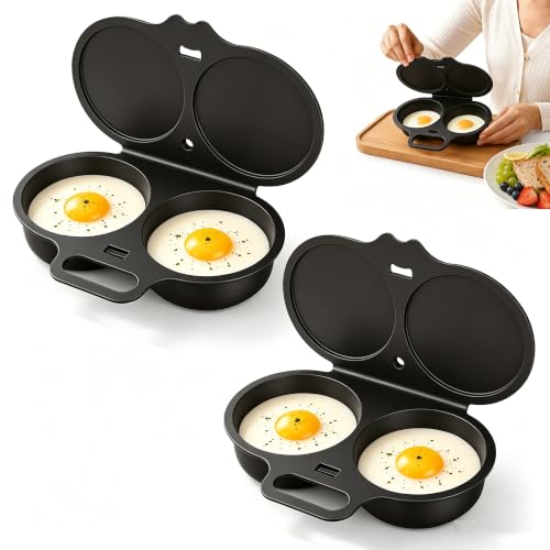 Dark Gray 2-Piece Microwave Egg Poacher with Lid & Handle - Quick Oil-Free Cooking