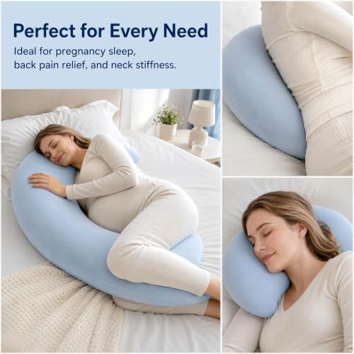 Moon Shaped Cooling Body Pillow Blue Oversized C-Shape Hugging Pillow
