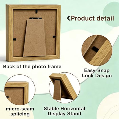Wood Color 2-Pack Shadow Box Picture Frames 4x4 Inch Deep Glass DIY Display