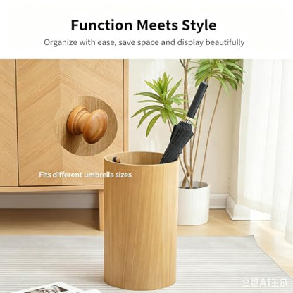 Vintage Solid Wood Umbrella Stand with Drip Tray - 50x25cm