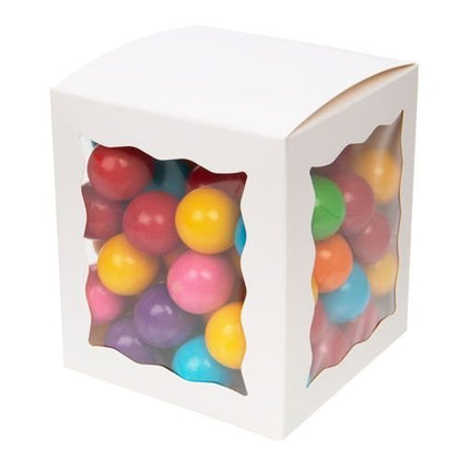 ClearBags 4" x 4" x 4 5/8" White Craft Paper Window Box with Attached PET Sheet(25 pieces) | Gift Box with Top Hole for Sticks | For Treats, Caramel Apple, Wedding or Party Favors | WGWG349