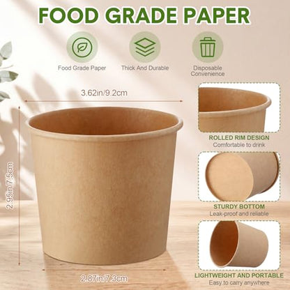 Disposable Kraft Ice Cream Cups 11 oz Dark Brown - 200 Pack