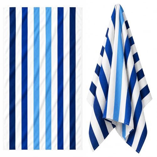 Lightweight Blue Cabana Stripe Beach Blanket 35 x 70 Outdoor Mat - Portable & Multi-Purpose