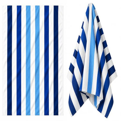 Lightweight Blue Cabana Stripe Beach Blanket 35 x 70 Outdoor Mat - Portable & Multi-Purpose