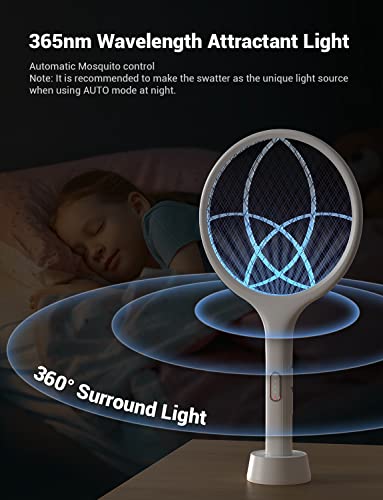 Electric Fly Swatter Bug Zapper Racket 4000V Dual Mode White