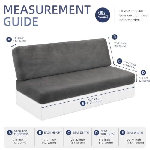 Velvet RV Couch Covers for Sofa Bed - Dark Grey, 2 Pieces, Elastic Fit