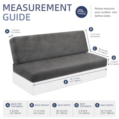 Velvet RV Couch Covers for Sofa Bed - Dark Grey, 2 Pieces, Elastic Fit