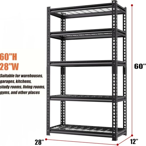 Heavy Duty Metal Garage Shelving Unit - 2000 LBS Capacity, Adjustable 5-Tier Storage Rack