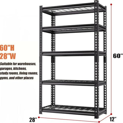 Heavy Duty Metal Garage Shelving Unit - 2000 LBS Capacity, Adjustable 5-Tier Storage Rack