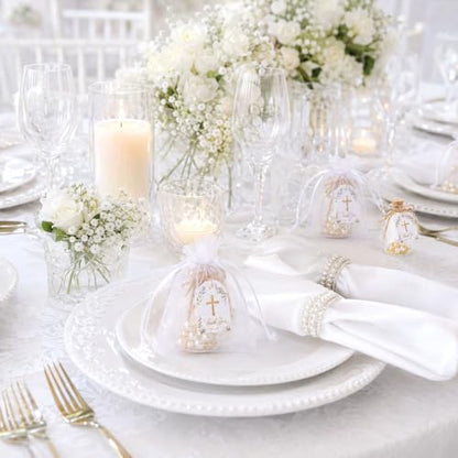 80 Pcs Baptism Favor Set with Mini Rosary & Holy Water Bottles Gift