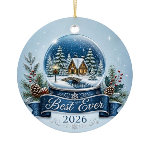Christmas Snow Globe Ornament - Winter Village Scene with