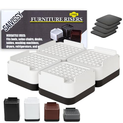 Heavy Duty Stackable Bed Risers for Sofa, Bed & Furniture - Adjustable 1.5/3/4.3 Inch