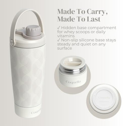 Insulated Stainless Steel Shaker Bottle with Storage Base Gray Wave - 20oz