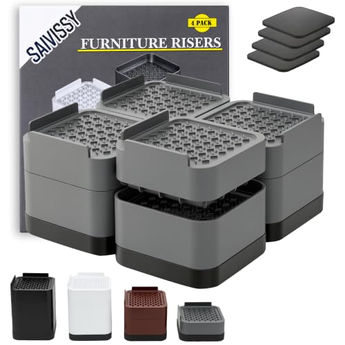 Heavy Duty Adjustable Bed Risers Stackable Sofa & Furniture Support 1.5-4.3 Inch