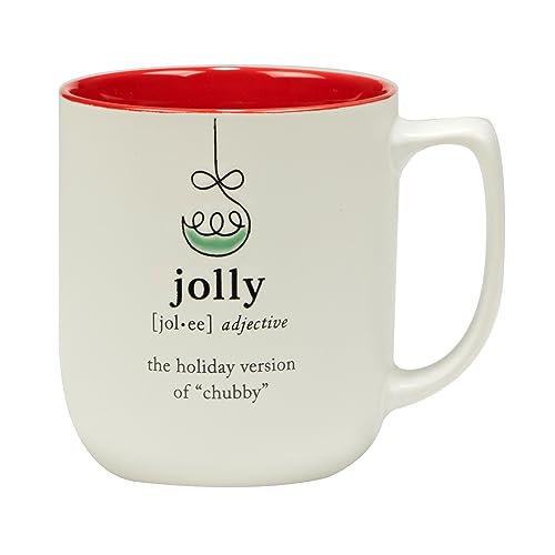 Christmas Fun Red Sayings 16 oz. Ceramic Mug Set of 6 with Variations - Holiday Drinking Cups