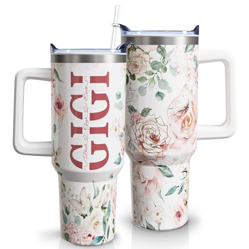 Gigi 40oz Insulated Travel Tumbler with Handle & Straw - Grandma Gift