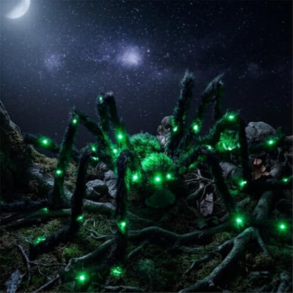 Anditoy 6.6ft Light Up Halloween Spider - Giant Realistic Scary Hairy Decor with Green LEDs for Outdoor Indoor Yard Party