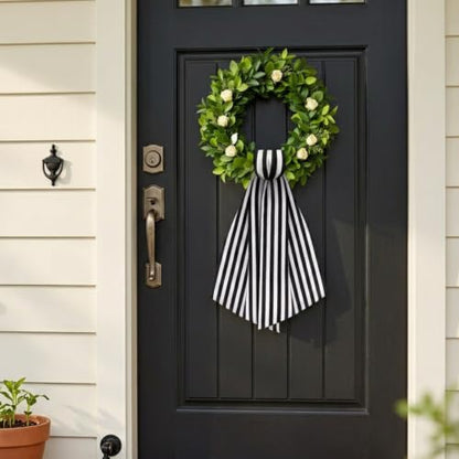 4-Pack Black and White Striped Wreath Sashes for Front Door Decor