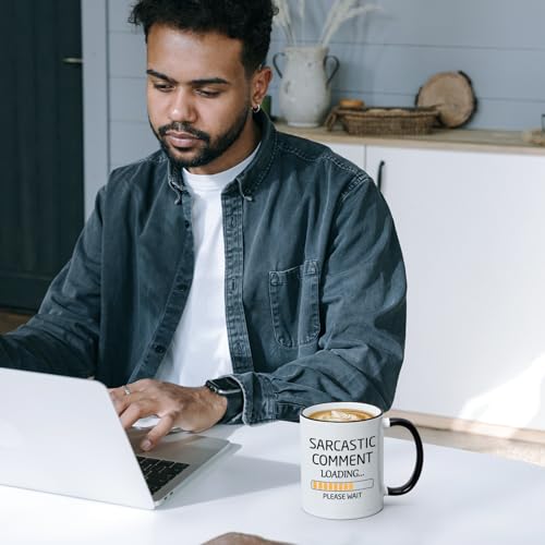 Funny Sarcastic Coffee Mug Two Tone - Loading Comment Gift for Men Women Boss Colleagues 11 Oz