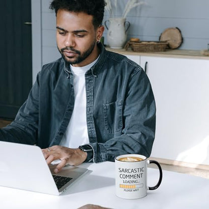 Funny Sarcastic Coffee Mug Two Tone - Loading Comment Gift for Men Women Boss Colleagues 11 Oz