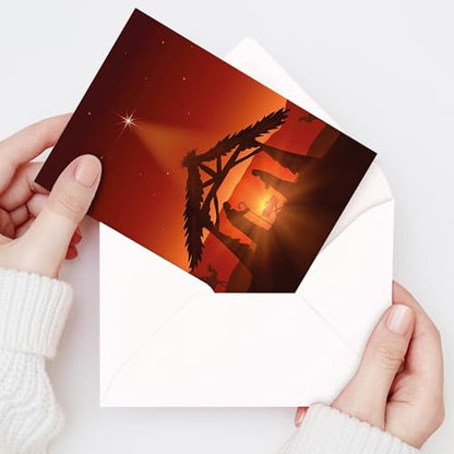 Religious Christmas Cards with Envelopes Pack of 20 Nativity Scene Holiday Greeting Cards