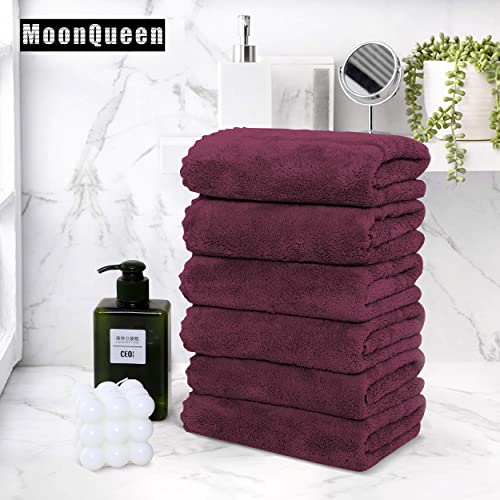 MOONQUEEN 18 Pack Premium Hand Towels - Quick Drying - Microfiber Coral Velvet Highly Absorbent Towels - Multipurpose Use as Hotel, Bathroom, Shower, Spa, Hand Towel 16 x 28 inches (Plum)