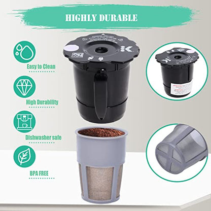 Reusable Coffee Filter Compatible with Keurigg 𝑲𝒆𝒖𝒓𝒊𝒈 My K Cup 2.0 K300 K250 K350 K375 K400 K450 Coffee Makers with Extra Filter Pod Cleaning Brush