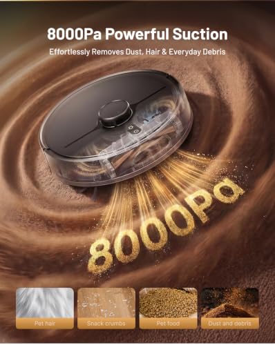 Robot Vacuum and Mop with Self-Empty Station 8000Pa Deep Black