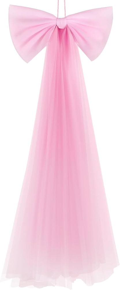 Zeyune Giant Pink Bow Party Decoration - 13.4 x 28.7 Inch Ribbon Bow for Birthdays, Weddings & Showers