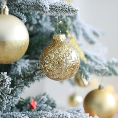 White Gold Velvet Christmas Tree Baubles - 12 Count, 2.36 Inch