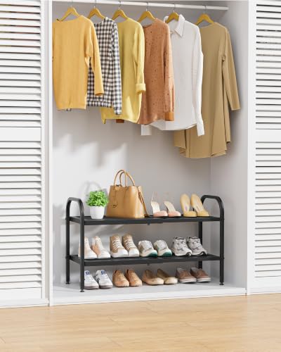 Expandable Metal Shoe Rack - Black, 18.1-29.5 Inch, 2 Tiers