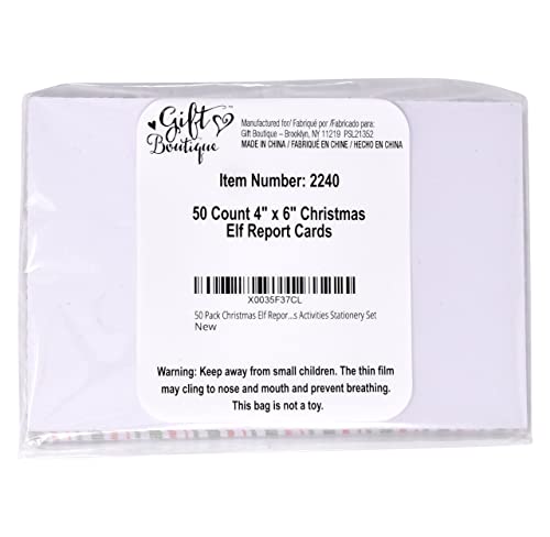 Elf Report Cards Set - 50 Naughty or Nice Christmas Notes 4x6 Inch
