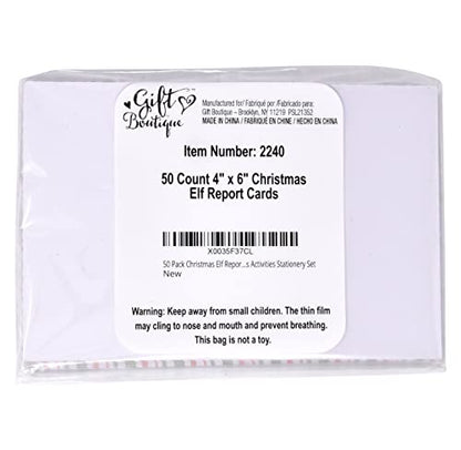Elf Report Cards Set - 50 Naughty or Nice Christmas Notes 4x6 Inch