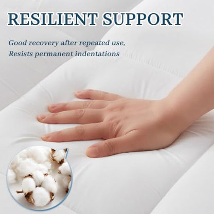 White King Size Cotton Mattress Topper with Memory Foam Layer & Deep Pocket