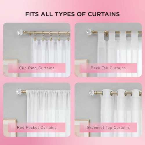 Juicy Couture Astoria 2-Piece Gold Curtain Rod Set 48-84 Inches - Adjustable Telescoping Design