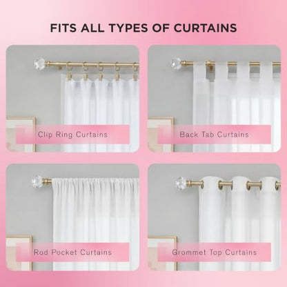 Juicy Couture Astoria 2-Piece Gold Curtain Rod Set 48-84 Inches - Adjustable Telescoping Design
