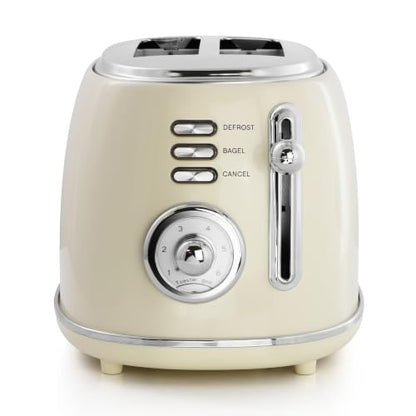 MegaChef 1.7L Electric Tea Kettle & 2 Slice Toaster Combo - Glossy Cream
