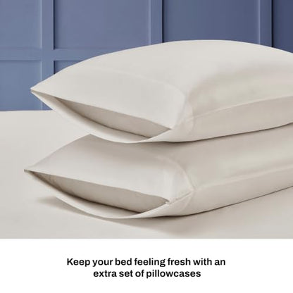 DKNY Matte Satin Pillowcase Set - Soft & Silky Linen Beige, Standard, 2 Pieces