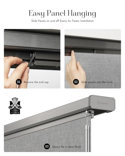 Graywind Custom White Textured Sliding Door Blinds - 153 Inch Blackout Panel