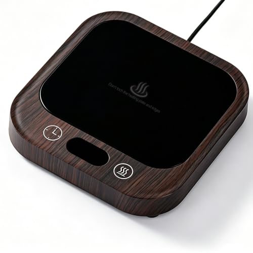 Brown Coffee Mug Warmer with Timer - Electric Desk Cup Heater, 4-Temperature Control