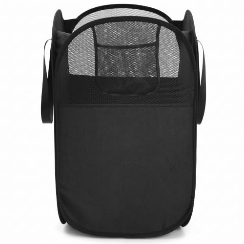 Black Collapsible Laundry Basket 100L with Handles - Foldable Clothes Hamper