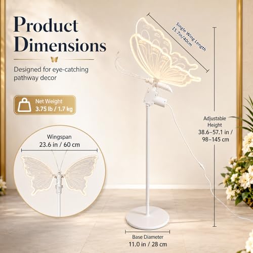 16in LED Moving Butterfly Floor Lamp with Adjustable Height - Warm Variation