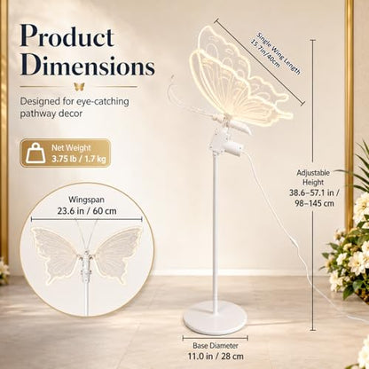 16in LED Moving Butterfly Floor Lamp with Adjustable Height - Warm Variation