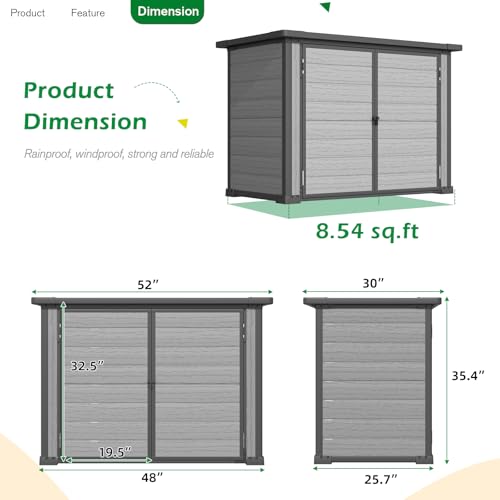 Outdoor Resin Storage Cabinet 23 Cu.Ft Weatherproof Garden Locker