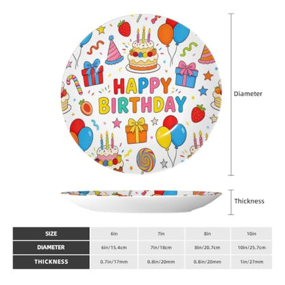 Happy Birthday Decorative Ceramic Plate with Stand - 6 Inch Wall or Table Display