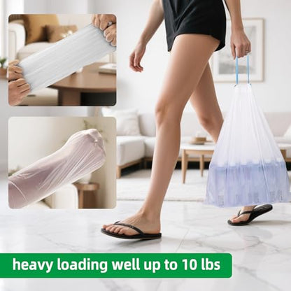 2 Gallon Small Trash Bags Unscented Drawstring - White, 120 Count