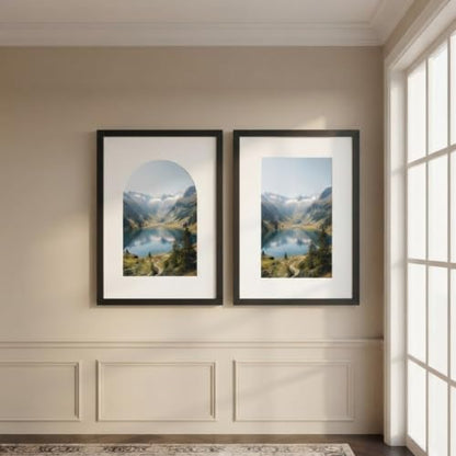 8x10 Black Picture Frame with Arch and Standard Mats for Wall & Tabletop Display