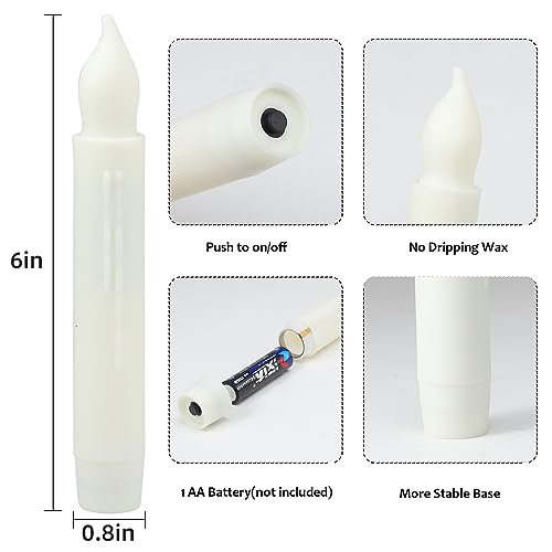 24 Pack Flameless Taper Candles Battery Operated LED Candlesticks No Remote - Warm Yellow Light