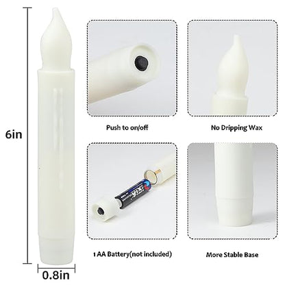 24 Pack Flameless Taper Candles Battery Operated LED Candlesticks No Remote - Warm Yellow Light